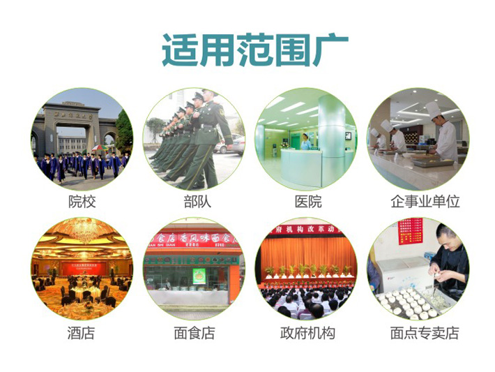 適用于餐飲飯店、院校及企事業(yè)單位食堂、中央廚房等面食加工